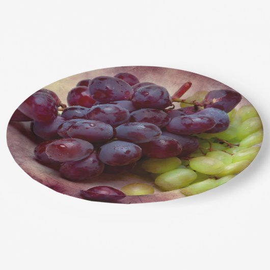 Druiven rood en groen papieren bordje (Gekanteld)