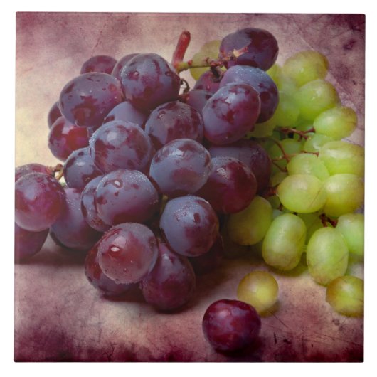 Druiven rood en groen tegeltje (Voorkant)