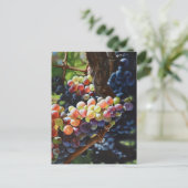 Druiven van overvloed voor wijnliefhebbers en wijn briefkaart (Staand voorkant)