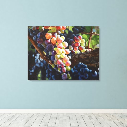 Druiven van overvloed voor wijnliefhebbers en wijn canvas afdruk (Insitu (Houten vloer))