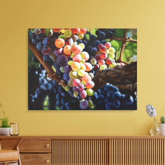 Druiven van overvloed voor wijnliefhebbers en wijn canvas afdruk (Insitu (Woonkamer))