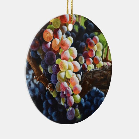Druiven van overvloed voor wijnliefhebbers en wijn keramisch ornament (Rechts)