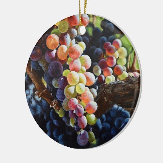 Druiven van overvloed voor wijnliefhebbers en wijn keramisch ornament (Links)