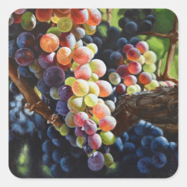 Druiven van overvloed voor wijnliefhebbers en wijn vierkante sticker