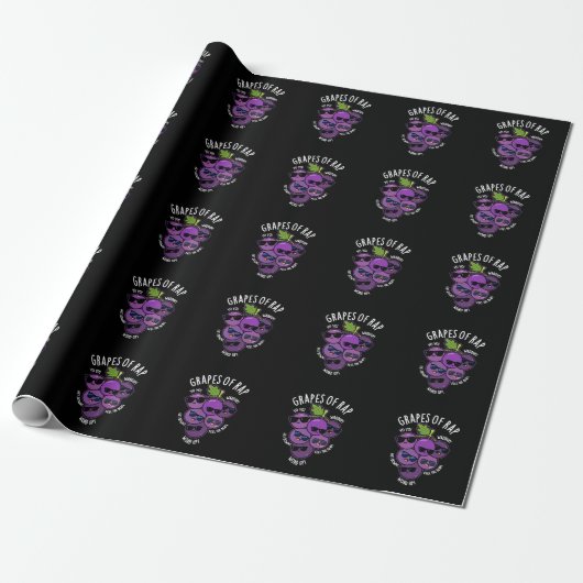 druiven van Rap Funny Fruit Pun Dark BG Cadeaupapier (Uitgerold)