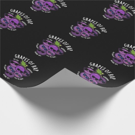 druiven van Rap Funny Fruit Pun Dark BG Cadeaupapier (Hoek)