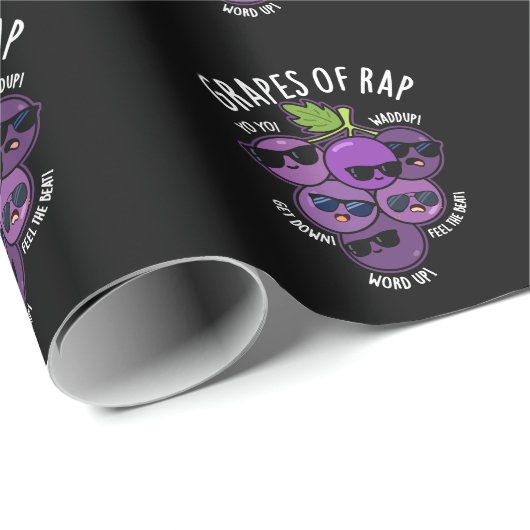 druiven van Rap Funny Fruit Pun Dark BG Cadeaupapier (Rol Hoek)