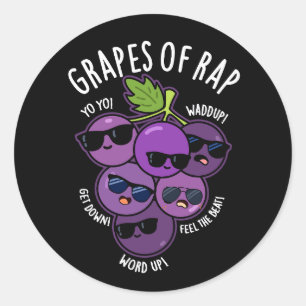 druiven van Rap Funny Fruit Pun Dark BG Ronde Sticker