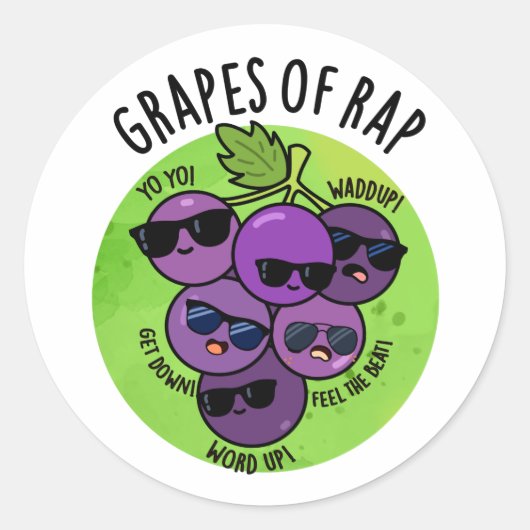 druiven van Rap Funny Fruit Pun Ronde Sticker (Voorkant)