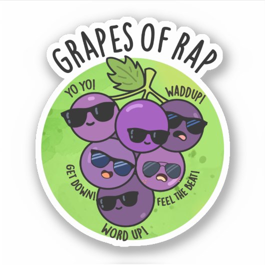 druiven van Rap Funny Fruit Pun Sticker (Voorkant)