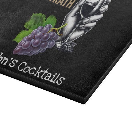 Druiven van toorn. Literair thema. Bewerkbare naam Snijplank (Hoek)