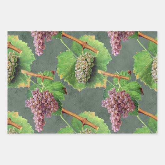 druiven voor groen en Paars op wijnstokken Inpakpapier Vel (Voorkant 2)