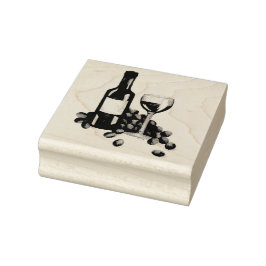 Druiven voor wijnbereiding Fles Glass Red Wine Sta Rubberstempel