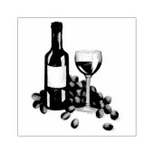 Druiven voor wijnbereiding Fles Glass Red Wine Sta Rubberstempel (Afrduk)