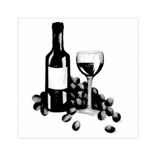 Druiven voor wijnbereiding Fles Glass Red Wine Sta Rubberstempel (Afrduk)