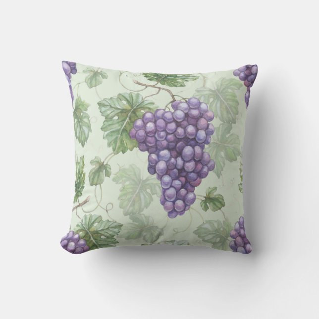 Druiven Waterverf, Fruit Naadloos Patroon. Kussen (Voorkant)