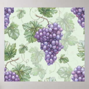 Druiven Waterverf, Fruit Naadloos Patroon. Poster