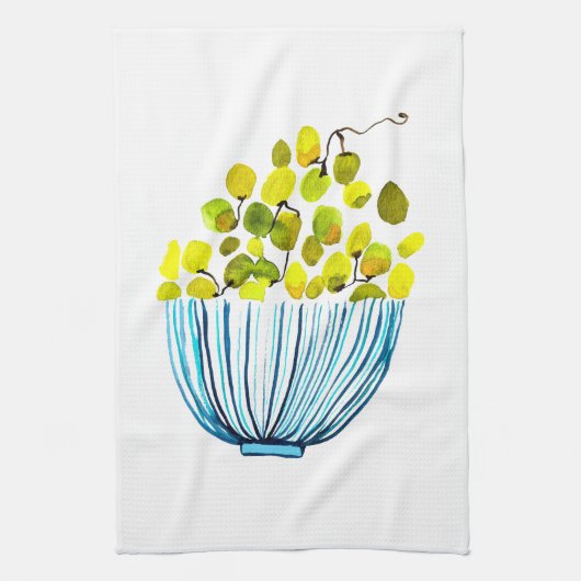 Druiven waterverf fruitillustratie theedoek (Verticaal)