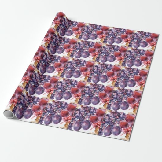 druiven Waterverf herfst Kaart Cadeaupapier (Uitgerold)
