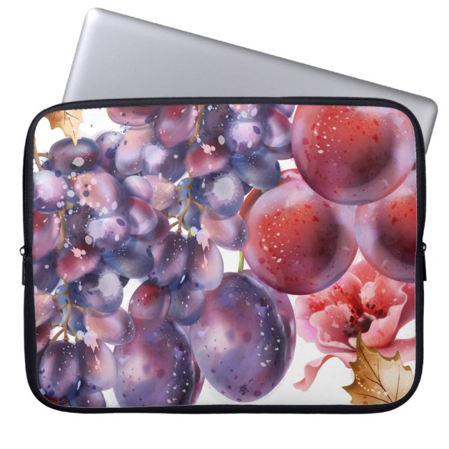  druiven Waterverf herfst Kaart Laptop Sleeve (Voorkant)