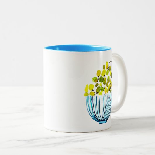 Druiven waterverf schattig fruit tweekleurige koffiemok (Voorkant rechts)