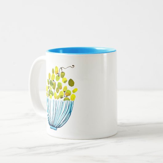 Druiven waterverf schattig fruit tweekleurige koffiemok (Voorkant links)