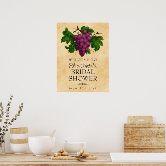  druiven Weddenschap Vrijgezellenfeest Welkom Poster (Keuken)