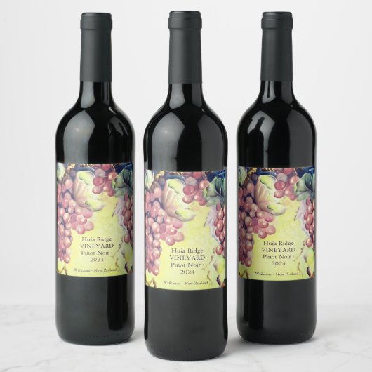 Druiven Wijnfles Etiket | Boutique Winery & Evenem (Flessen)