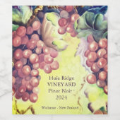 Druiven Wijnfles Etiket | Wijngaard Stijl | Op Maa (Enkel label)