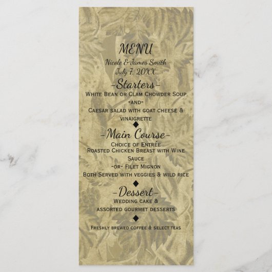 Druiven Wijngaard Elegante Trouw Bruidsmenu Menu (Voorkant)