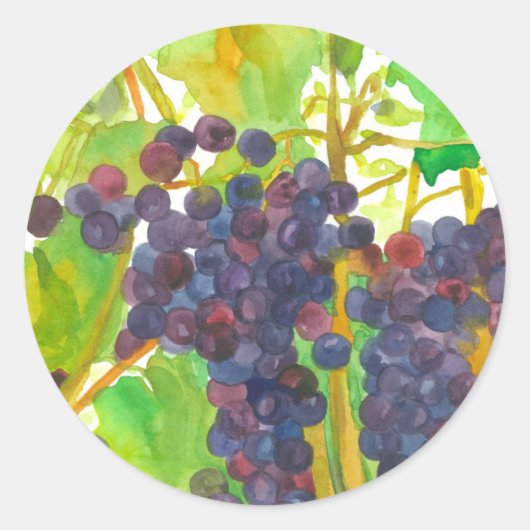 Druiven Wijngaard Fruit of the Vine Autumn Ronde Sticker (Voorkant)