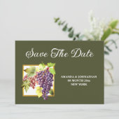 Druiven wijngaard wijnmakerij greeb gouden boerder save the date (Staand voorkant)