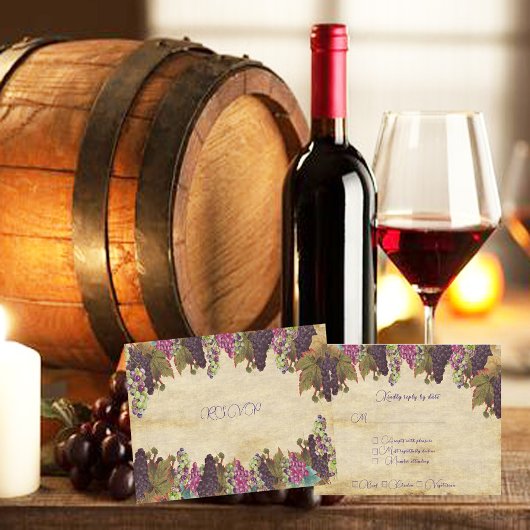 Druiven Wijnstok Landelijke Papieren Achtergrond RSVP Kaartje