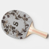 druiven wijnstokken etsen zwart wit monogram tafeltennisbatje (Zijkant)