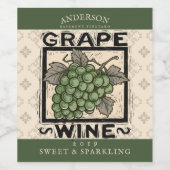 Druiven witte wijn zelfgemaakte struik hartelijk wijn etiket (Enkel label)