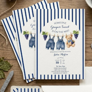 Druiven Zoete Baby Shower,Waterverf Teddybeer Kaart