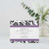 Druivenafwerking Zwart Damask Gift Registry Bruilo Informatiekaartje (Staand voorkant)