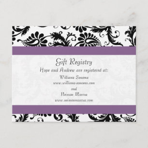 Druivenafwerking Zwart Damask Gift Registry Bruilo Informatiekaartje