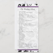 Druivenafwerking zwart damast wervelingen bruiloft kaart (Achterkant)