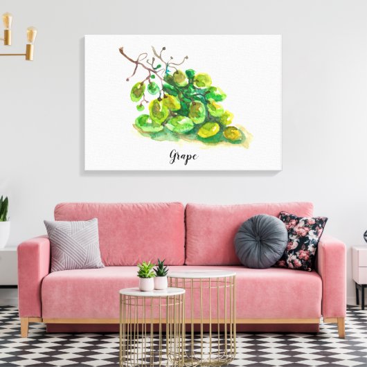 Druivenaquarel schilderen. canvas afdruk (Insitu (Woonkamer))