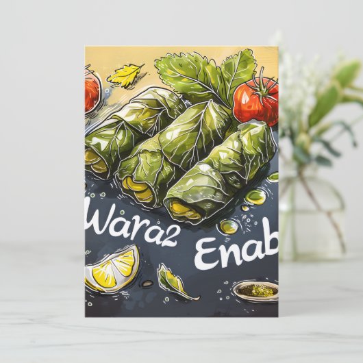 Druivenblad Goodness: Authentic Wara2 Enab Dawali Kaart (Staand voorkant)