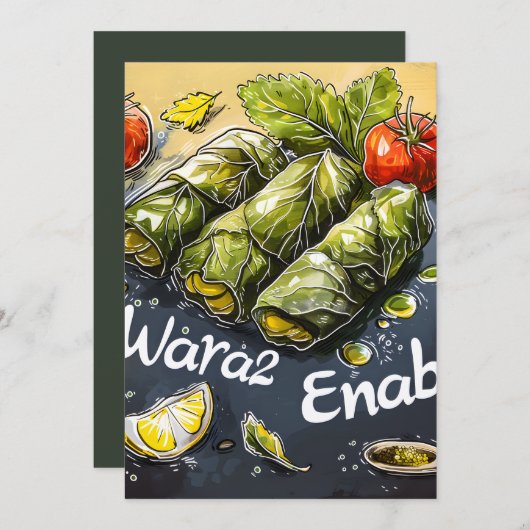 Druivenblad Goodness: Authentic Wara2 Enab Dawali Kaart (Voorkant / Achterkant)