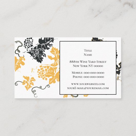 Druivenbladeren Visitekaartje (Achterkant)