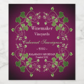 Druivenbladeren wijn & mousserende wijn aangepaste etiket (Enkel label)