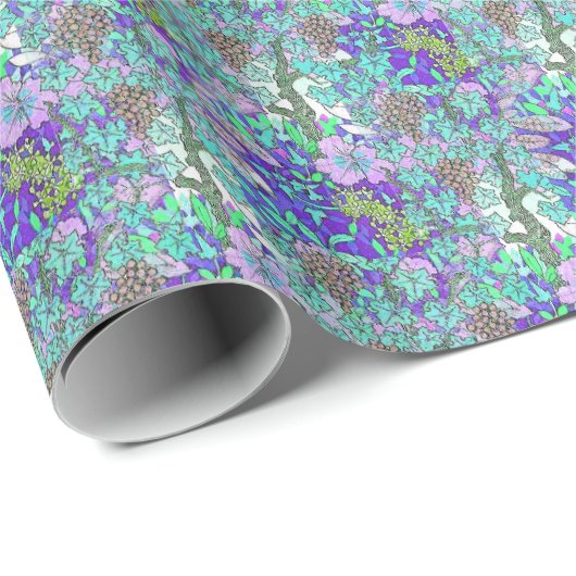 Druivenbloemen  floreel elegant cadeaupapier (Rol Hoek)