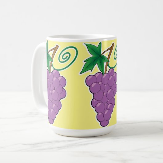 Druivenbunch op Bleek geel Koffiemok (Voorkant links)