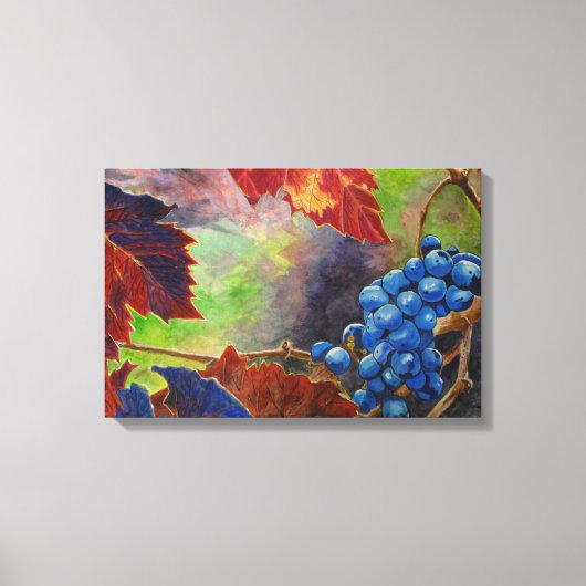 Druivendruiven Vallen Bladeren Wijngaard Waterverf Canvas Afdruk (Voorkant)