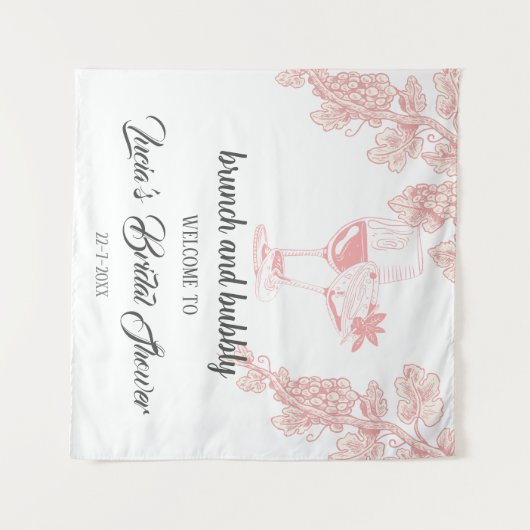 Druivenfruit Champagne Retro Vrijgezellenfeest Wel Wandkleed (Voorkant (horizontaal))