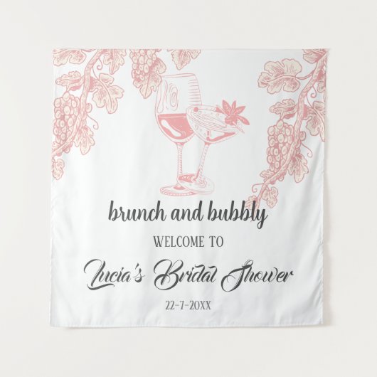 Druivenfruit Champagne Retro Vrijgezellenfeest Wel Wandkleed (Voorkant)