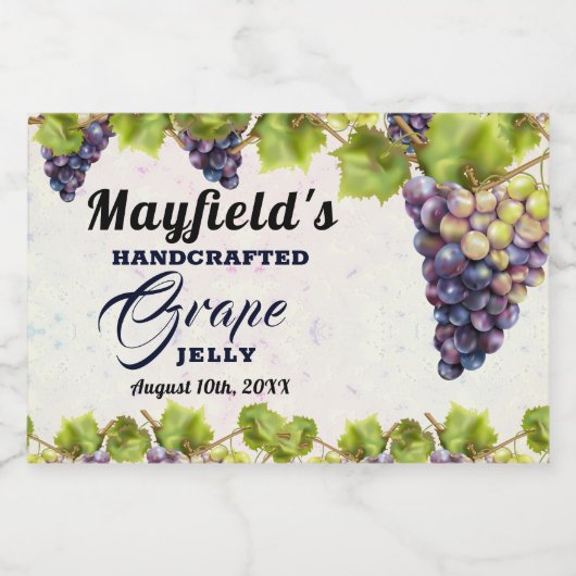 Druivenfruitconserven | Jam Jar Label Voedselcontainer Etiket (Enkel label)